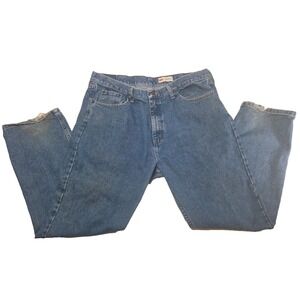 Wrangler Men Jeans Size 40x30 Relaxed Fit High Rise Medium‎ Wash Blue Denim
